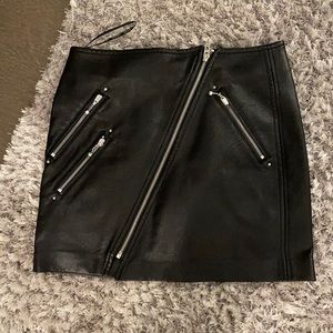 Black leather mini skirt